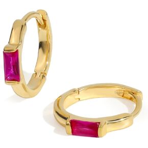 YoTreasure Lab Created Ruby Gold Vermeil Over 925 Silver Hoop Earrings