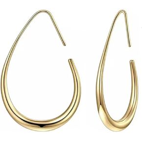 Lightweight Teardrop Hoop Earrings for Women and girls 14K Gold Plated Hypoallergenic earring Big polished hoop earring Trendy Gold Hoop Earrings