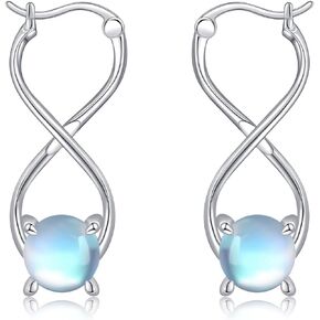 YAFEINI Infinity Moonstone Earrings 925 Sterling Silver Infinity Hoop Earrings Figure 8 Twisted Earrings for Women Girls Jewelry