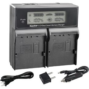 Kastar 1-Pack Battery and AC LCD Dual Fast Charger Compatible with JVC SSL-JVC50, SSLJVC50, JVC50, SSL-JVC70, SSLJVC70, JVC70, SSL-JVC75, SSLJVC75, JVC75, BN-S8I50, BNS8I50 Battery