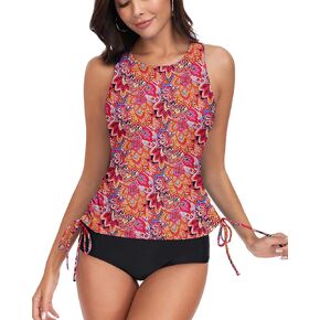 WOWENY High Neck Tankini Tops Only Bathing Suit Tops for Women Tummy Control Swim Tops UPF 50+ Swimsuit Top No Bottom