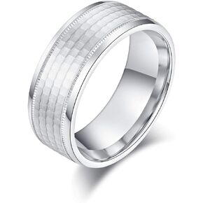 THELANDA 6mm or 8mm Solid Unisex Comfort Fit Sterling Silver Matte Finish Honeycomb Patterned Ring Wedding Band