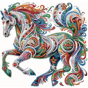 WSLWXSHM 5D Special Shape Diamond Art Kits for Beginners, Diamond Painting Kits for Adults Horse, Crystal Rhinestones Diamond Painting for Home Wall Decoration Gift 12×12inch/30×30cm, Animal