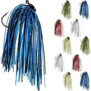Ned Rig Jig Heads Fishing Lures, Ned Rigs Swim Jig Skirts Swimbait for Bass Fishing, Weedless Skirted Swimming Bass Jig Lures with Ned Rig Hook Bait Worm, Finesse Mushroom Jighead