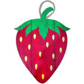 Craig Bachman 12" Wooden Sign: Strawberry Shape: Summer Spring Strawberry Wreath Accent Sign MS1526