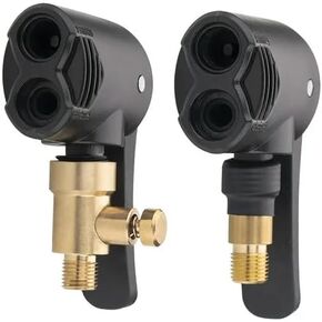 2Pcs Black Double Pump Head Nozzle Presta Schrader Valve Thread Connector Tire Air Inflator Replacement Mouth Adapter for Electric Pump Car Motorbike Auto Vehicle Accessorie