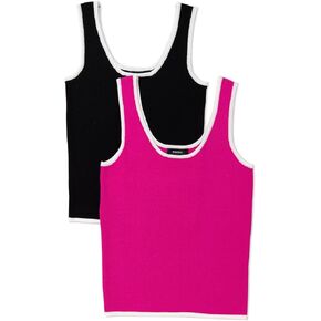 Dokotoo 2 Pack Tank Top for Women Summer Sleeveless Scoop Neck Ribbed Knit Color Block Slim Fitted Cami Tops Shirts
