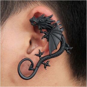 Vintage Dragon Ear Cuff Earrings Ancient Dragon Cartilage Earrings Dragon Clip On Cuff Earrings Gold Dragon Ear Wrap Earrings Jewelry for Women and Girls (Gold)
