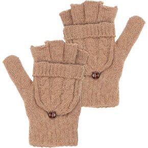 FOMIYES Fingerless Gloves for Women, Winter Knitted With Mitten Cover