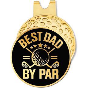 Best Dad by Par Black Gold Golf Ball Marker with Hat Clip, Funny Golf Accessories and Golf Gifts for Men Dad Grandpa, Birthday for Golf Fan Golfer Golf Lovers (GM111)