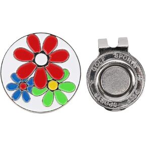 Magnetic Golfball Hat Clip,Metal Gold Plating Golfball Ball Marker with Magnetic Ball Marker for Man Women Kids Golfball Training (Three Flowers)