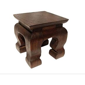 Mini Table Buddha Statue Stand Worship Pedestal Furniture Display Stand Wooden Square Shape Solid Thai Teak Wood Base Holder for Small Little Things Statues Items (W4 x D4 x H4)
