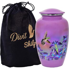 Cremation Urn for Human Ashes with Satin Bag, for Adults up to 200 lbs | Large Handcrafted Funeral Urns by Divit Shilp (Forest, Adult)