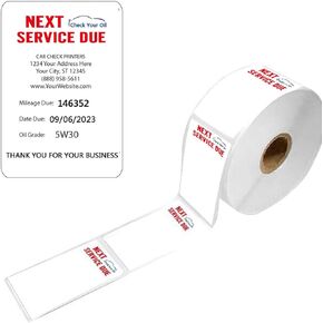 Oil Change Thermal Label Printer Check Your Oil Thermal Stickers 1.5×2.5 Inch Next Service Thermal Printer for Car Oil Change Reminder(Pack-500)