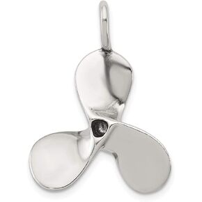 Solid 925 Sterling Silver Pendant 3D Antiqued Large Boat Propeller Charm (28mm x 23mm)