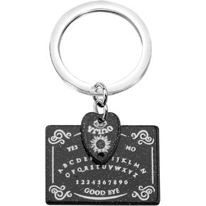 BEKECH Black Ouija Board Inspired Keychain Ouija Board Gift Ouija Gamer Jewelry Witchcraft Occult Ouija Gift