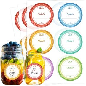 Mason Jar Lid Labels, Removable Canning Label, Waterproof Write-On Meal Prep Label for Food Container, Glass Bottle, Canned Jams, Preserve, Home & Kitchen Organization, 90 (Forest Streams)