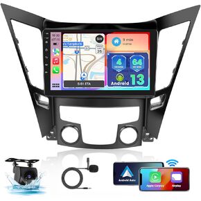 2+64G Android 13 Stereo Carplay for Hyundai Sonata 2010-2015, HD Touch Screen Car Radio 9 Inch with Wireless Android Auto GPS Navigation WiFi BT HiFi FM RDS Backup Camera