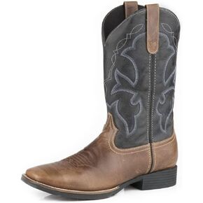 ROPER Mens Brown/Navy Leather Monterey 12In Cowboy Boots 8.5D