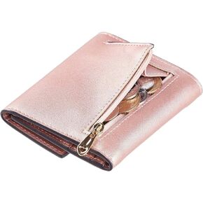 Travelambo RFID Blocking Small Mini Compact Wallet Coin Pouch Holder Trifold Credit Card Holder Pocket Purse for Women