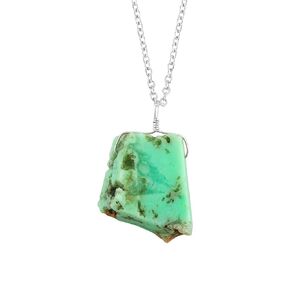 Thecraftman Natural Chrysoprase Necklace, Raw Gemstone Pendant Necklace, Genuine Rough Gemstone, Birthstone, Gift for Her, Healing Stone, 18 Inch