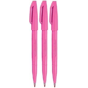 Pentel Pink Original Sign Pen S520 Fibre Tip Marker Pens Colour Fineliner 2mm Nib 1mm Line Width (Pack of 3)