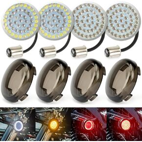 psler 2" 1157 Front Rear LED Motorcycle Turn Signal Lights Bulbs Kit Blinker Indicator 48 LEDs with Smoked Lens Covers for Bullet Style Touring Street Road Glide Road King Dyna Sportster 1986-2023