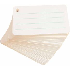4 Packs Ruled Flash Cards Hole Punched Index Cards Study Cards Note Cards with 4 Metal Binder Rings for Home Classroom Office, 3.5 x 2.1 Inch (50 Sheets/Pack)