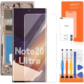 OLED for Samsung Galaxy Note 20 Ultra Screen Replacement for Samsung Note 20 Ultra LCD Display SM-N986B SM-N985 SM-N986U LCD Digitizer Touch Assembly Gold with Frame(Support Fingerprint)