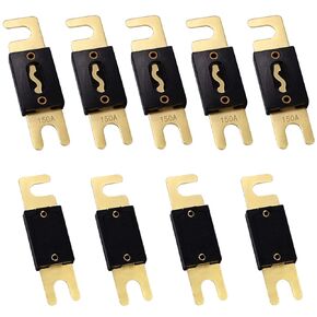 Tnisesm 9 Pcs 400Amp ANL Fuse Copper Material for Car Vehicles Marine Audio System Sheet Gold Tone Gold - 400A