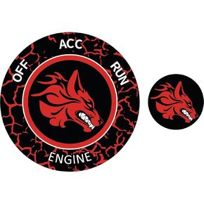 Push Start Button Cover for Dodge Challenger Charger Durango Ram Accessories 2015-2024, Engine Start Ignition Kit Emblem Badge –Unique Ruby Red Hellhound Design-Car Decor Sticker Gift