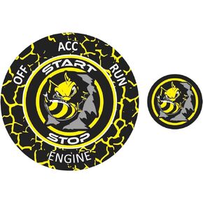 for Dodge Challenger Charger Accessories 2015-2024 - Engine Start Stop Button Overlay Yellow Jacket Sticker Emblem – Cool Style Unique Design Badge, Perfect for Decals