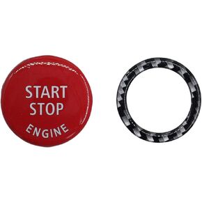 غطاء مفتاح زر إيقاف المحرك الأحمر XtremeAmazing مع غطاء حلقي لتزيين BMW X5 E70 X6 E71 E90 E91 E92 E93 E87 E83 E89 320 520 525 328i 335i 330i 2007-2011 أسود فضي in Kuwait