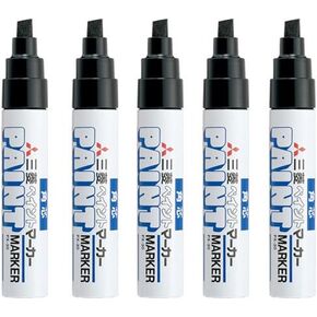 Uni-Paint Oil Based Paint Marker 5 Bold Pens Bundle Set , Multi surface Marking Pen (PX-30) Broad Point Black Colour