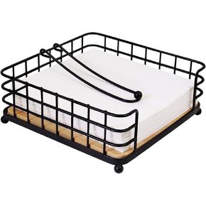 حامل مناديل مسطح باللون الأسود لبيت المزرعة الحديث مع قاعدة خشبية في المنتصف in Kuwait