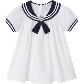 famuka Baby Girl Sailor Dress Short Sleeve Nautical Playwear Dress in Kuwait