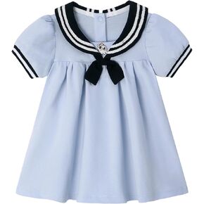 famuka Baby Girl Sailor Dress Short Sleeve Nautical Playwear Dress