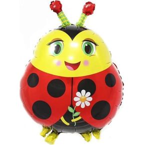 DIWULI Sweet Ladybug Balloon, Animal Decorations for Birthday, Foil Balloon, Kids Birthday, Themed Party Decoration Boy Girl Globo Fiesta Mariquita Flower Birthday Decoration Supplies