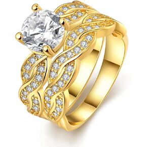 Wedding Ring Sets for Women 1ct aaa Cz 2pcs Engagement Ring Sets