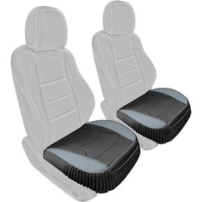 FH Group Car Seat Cushion – Durable PU Leather Car Seat Cushions, 2 Piece Front Set Car Seat Cushion, Bottom Seat Protector, Water Resistant Car Seat Cover for Sedan, Truck, SUV Black