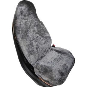 Sheepskin Seat Cover, Genuine Australian Sheepskin Fur Car Seat Cover, Universal fit, Full Coverage, Furry, Short Wool Seat Cover for Car, SUV, Truck, CRV, Motohome and So on (Gray)