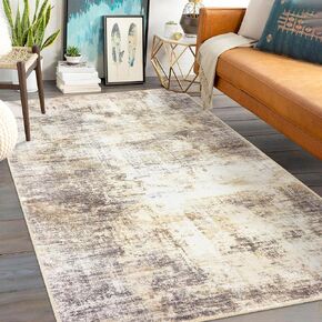 IOHOUZE Small Abstract Area Rug 2x3 Ft Entryway Rug Washable Door Mat Indoor Entrance, Non Slip Throw Rug, Printed Faux Wool Front Door Rug for Foyer Kitchen, Grey Beige