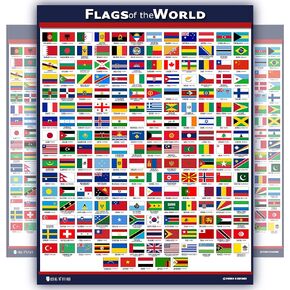 World Flags Educational Poster Laminated Young N Refined (18x30)