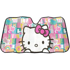 Hello Kitty Sanrio with Pink Bow Tile Auto Car Truck SUV Vehicle Universal-fit Front Windshield Sunshade - Accordion Sun Shade