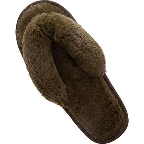 Women's Fuzzy Memory Foam Flip Flop Slippers Soft Comfy Open Toe Slip On Spa Thong Flat Sandals Ladies House Home Furry Sandal Slides Indoor Outdoor
