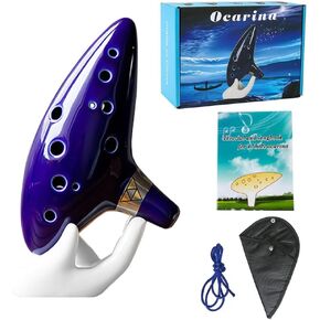 Ocarina of Time 12 Hole Alto C Ocarina Instrument with Getting Started Guide Display Stand and Color box