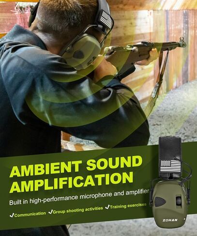 ZOHAN UPGRATED EM054 Electronic Shooting Ear Protection with 4X Sound Amplification, Slim Active Noise Reduction Earmuffs for Gun Range in Saudi Arabia