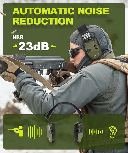 ZOHAN UPGRATED EM054 Electronic Shooting Ear Protection with 4X Sound Amplification, Slim Active Noise Reduction Earmuffs for Gun Range in Saudi Arabia