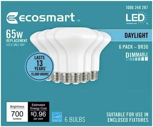 EcoSmart 65-Watt Equivalent BR30 Dimmable LED Light Bulb Daylight (6-Pack) in Saudi Arabia