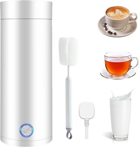 Travel Electric Kettle,400ml Portable Electric Kettle,Hot Water Kettle 304 Stainless Steel with Auto Shut-Off & Boil Dry Protection,Fast Boil Electric Tea Coffee Kettle with Keep Warm Function(white) in Saudi Arabia